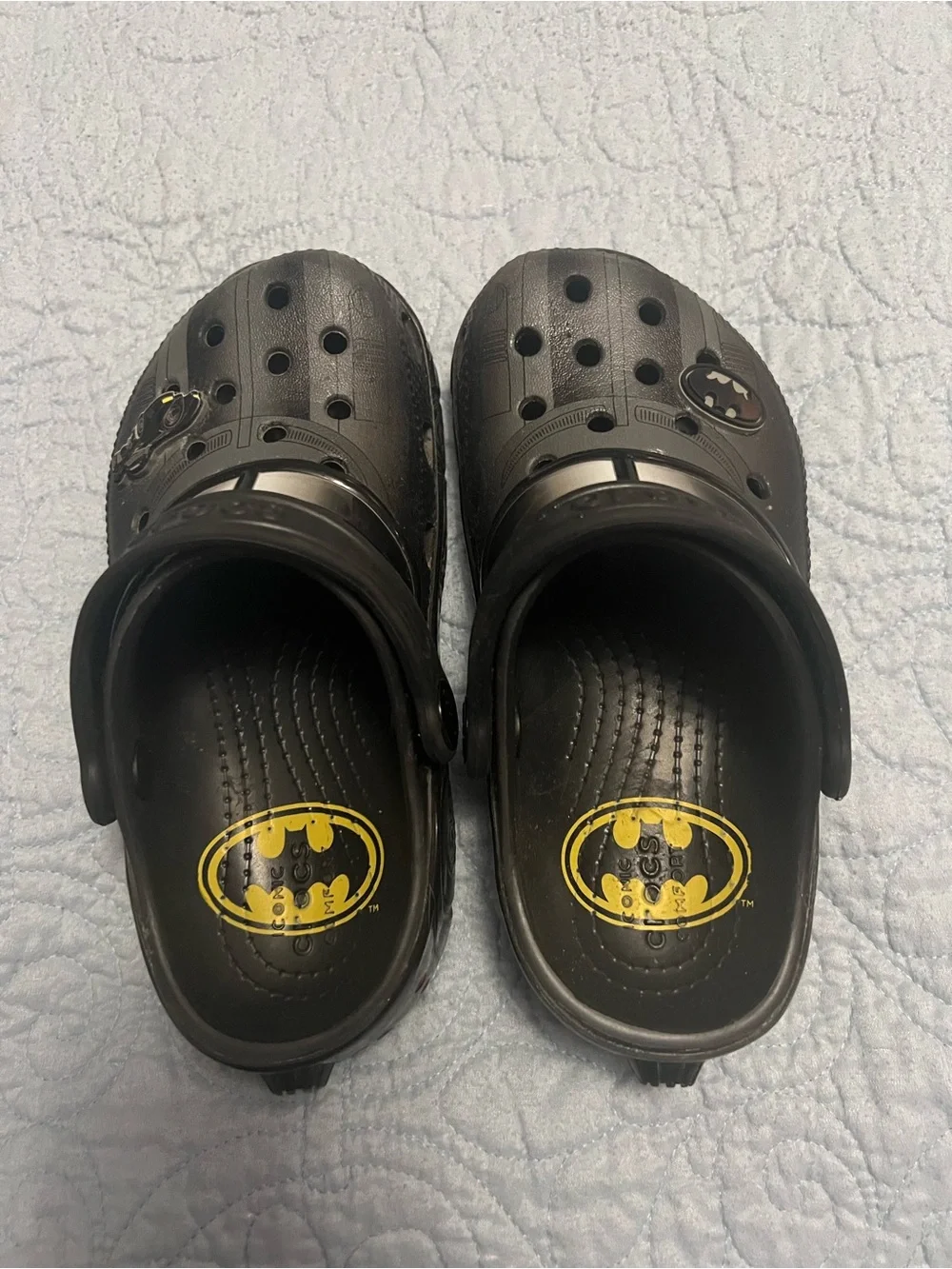 Kids' Black Batman Crocs-Style Slip-On Shoes 11c